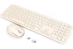 Quiet Aesthetic Wireless Keyboard and Mouse Combo in Khaki
