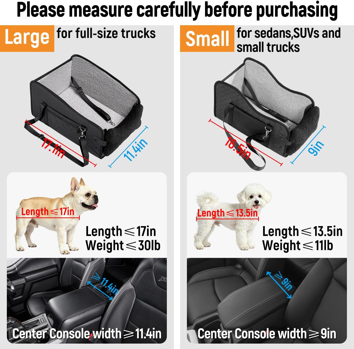 YJGF Center Console Dog Car Seat,Pet Car Seats for Small Dogs,Under 30 lbs image 3