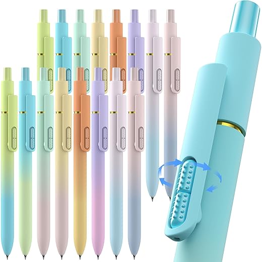 Hiacry 16 Pcs Gel Pens, 0.7mm Fine Point Smooth Writing Pens, Black Quick-Dry Long Lasting Fidge Pens for Journaling, Office, Note Taking, School Supplies, Nurse Aesthetic Pens（Gradient-Black Ink）