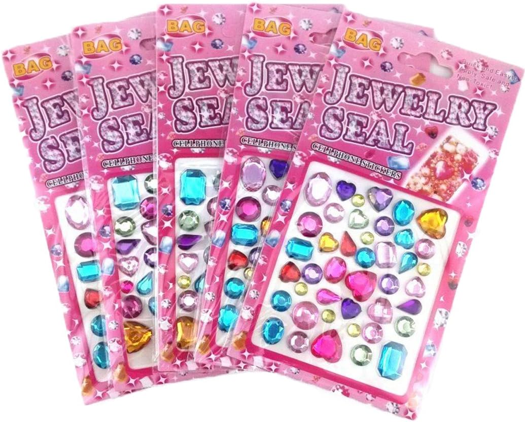 yueton 5 Sheets Colorful Assorted Self Adhesive Bling Rhinestone Craft Jewels Gem Diamond Sticker Embellishments