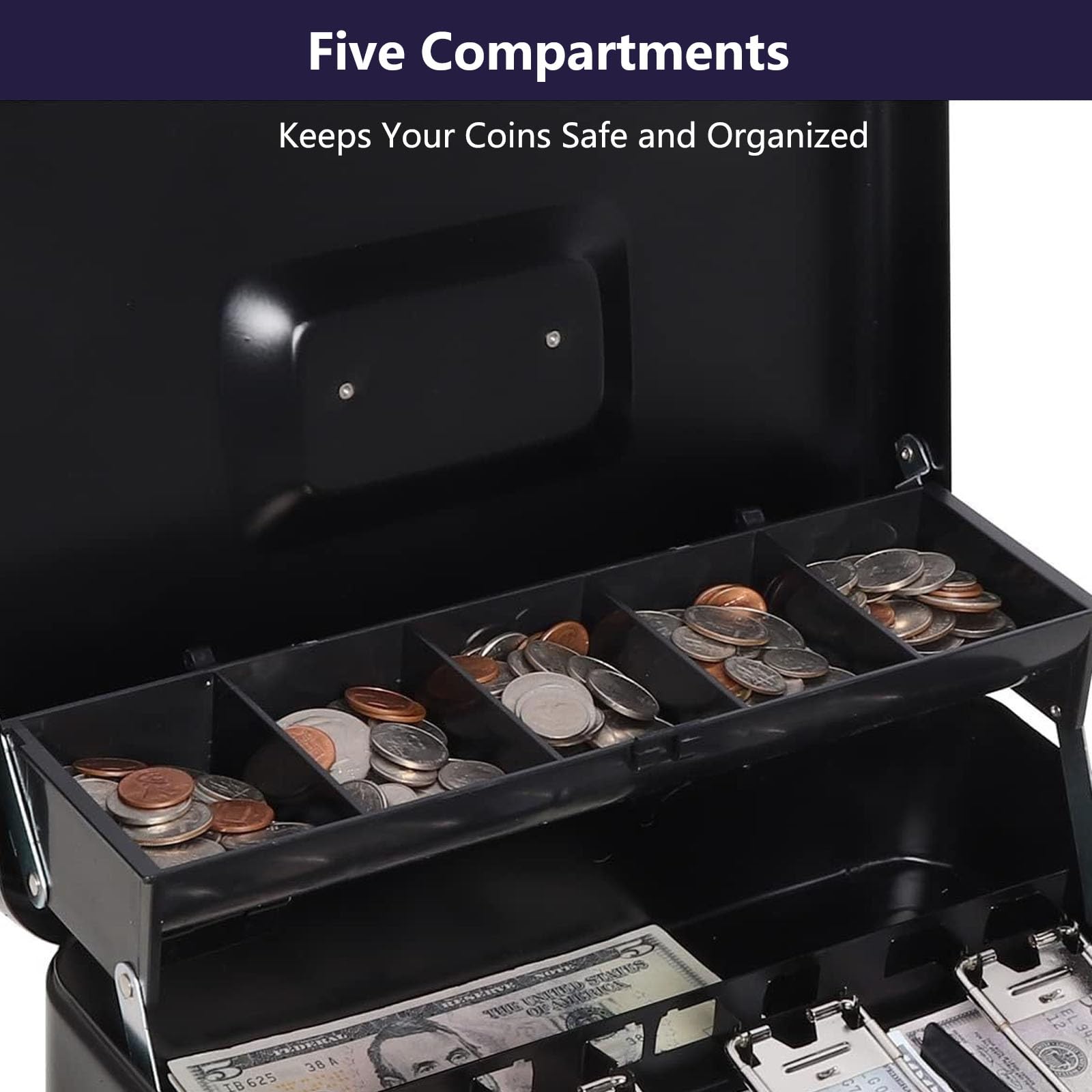 Cassetto di Cassa per Il Punto di Vendita Sistema 4 Bill, 5 Monete, cassetto di Cassa con cassetti di Cassa a Serratura (11.81 * 9.45 * 3.54in)(Color:Bianco)