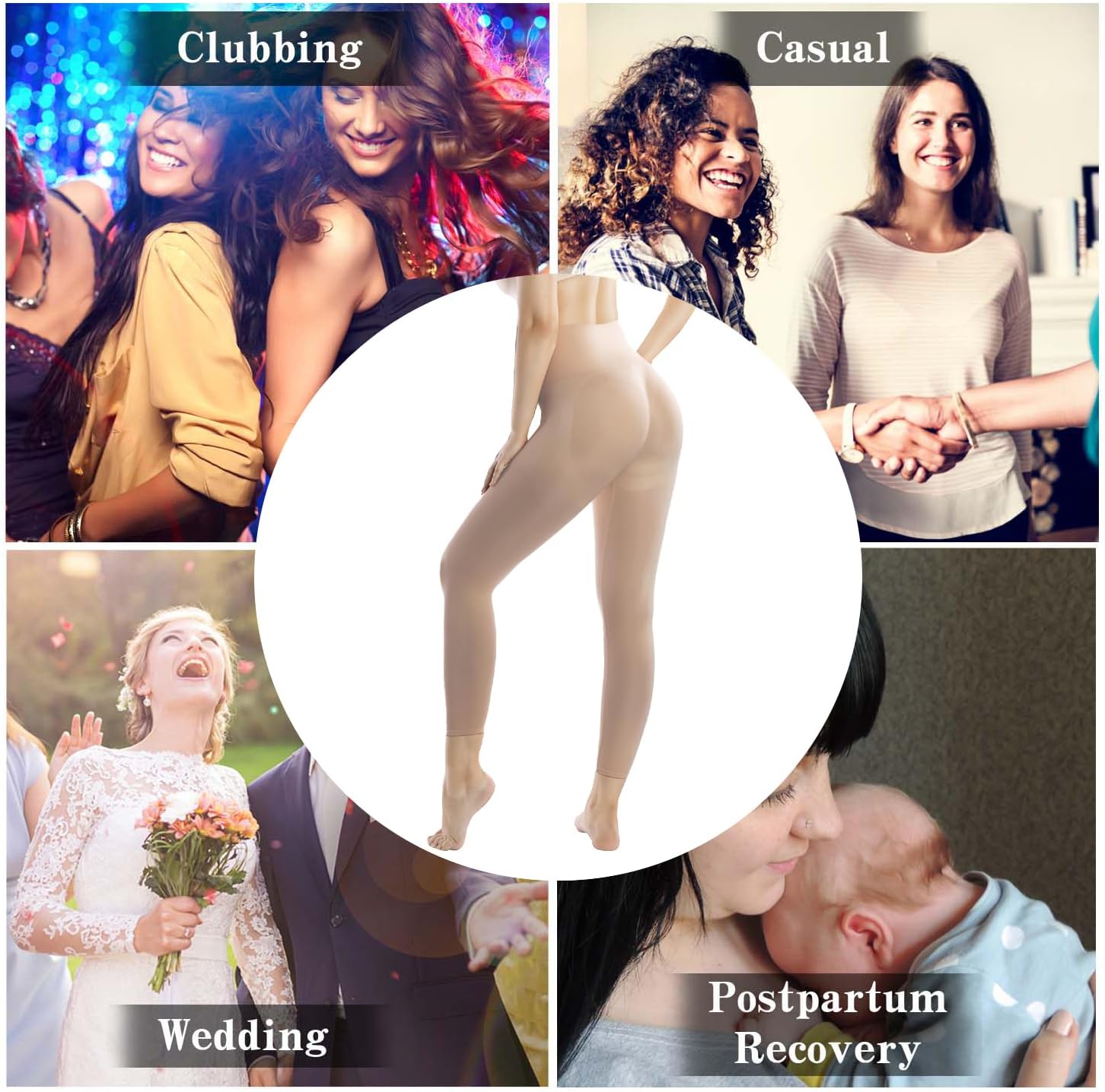 +MD Shapewear for Women Tummy Control Seamless High Waisted Light Compression Footless Tights Leggings - Image 5