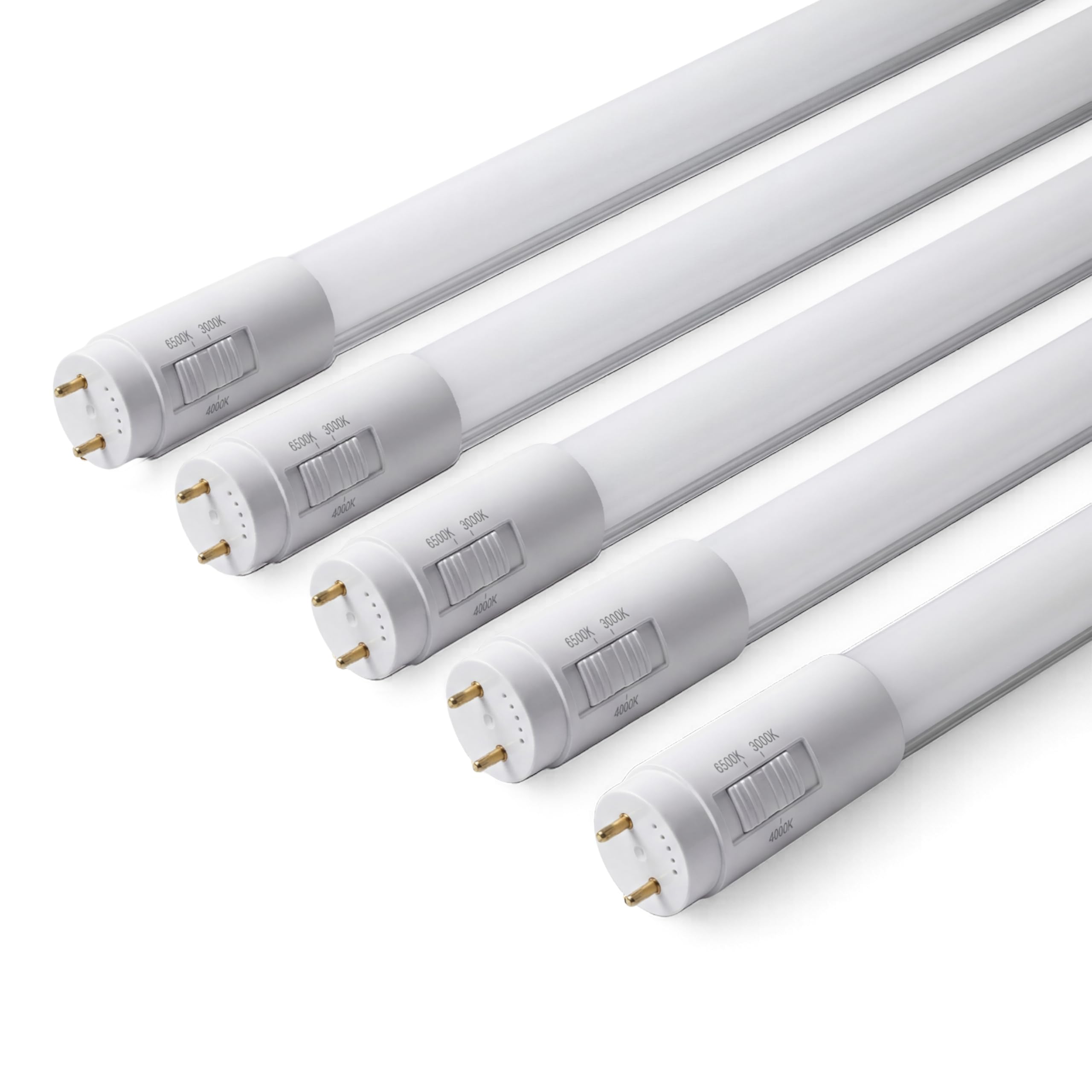 ENERJ T8 LED Tube Light 120cm (4ft) - 18W Pack of 5, CCT Switchable 3000K/4000K/6000K, Nano Plastic, 270° Beam, Flicker-Free, Fluorescent Replacement with LED Starter Included [5-Pack]