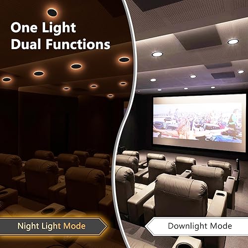 Miniatura 2 de CycevSun Paquete de 12 luces LED negras empotrables de 8 pulgadas con luz nocturna, lámpara de techo de oblea de 8 pulgadas, ultra delgada,