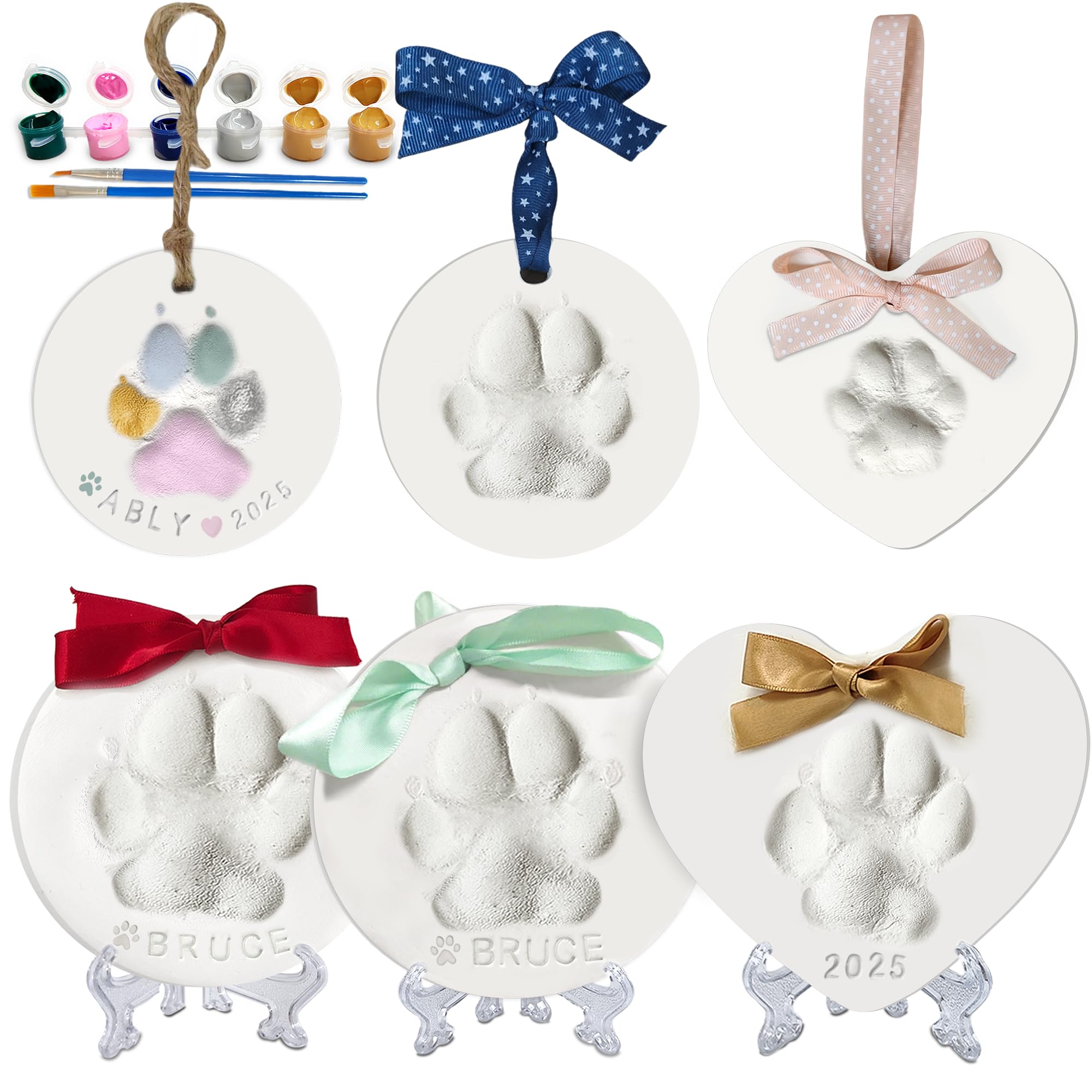 MYPAWLETS Dog or cat paw Print kit Keepsake,paw Print Ornament kit 2 Round 1 Heart Mades 3 Keepsake