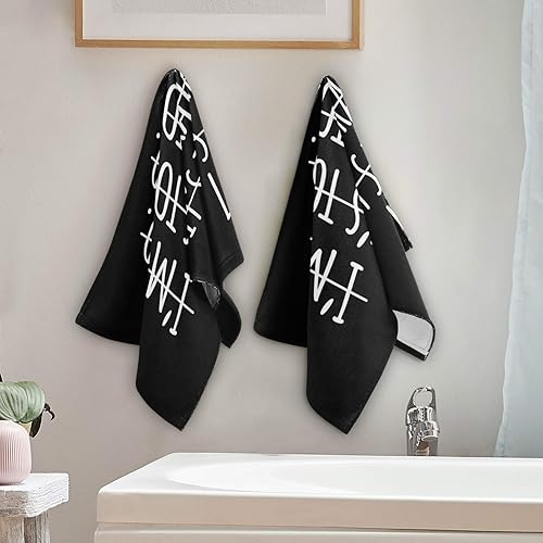 Miniatura 4 de ALAZA Juego de 2 toallas de mano motivacionales con cita deportiva, toalla suave y absorbente para el hogar, baño, cocina, gimnasio, playa, 28.3 x