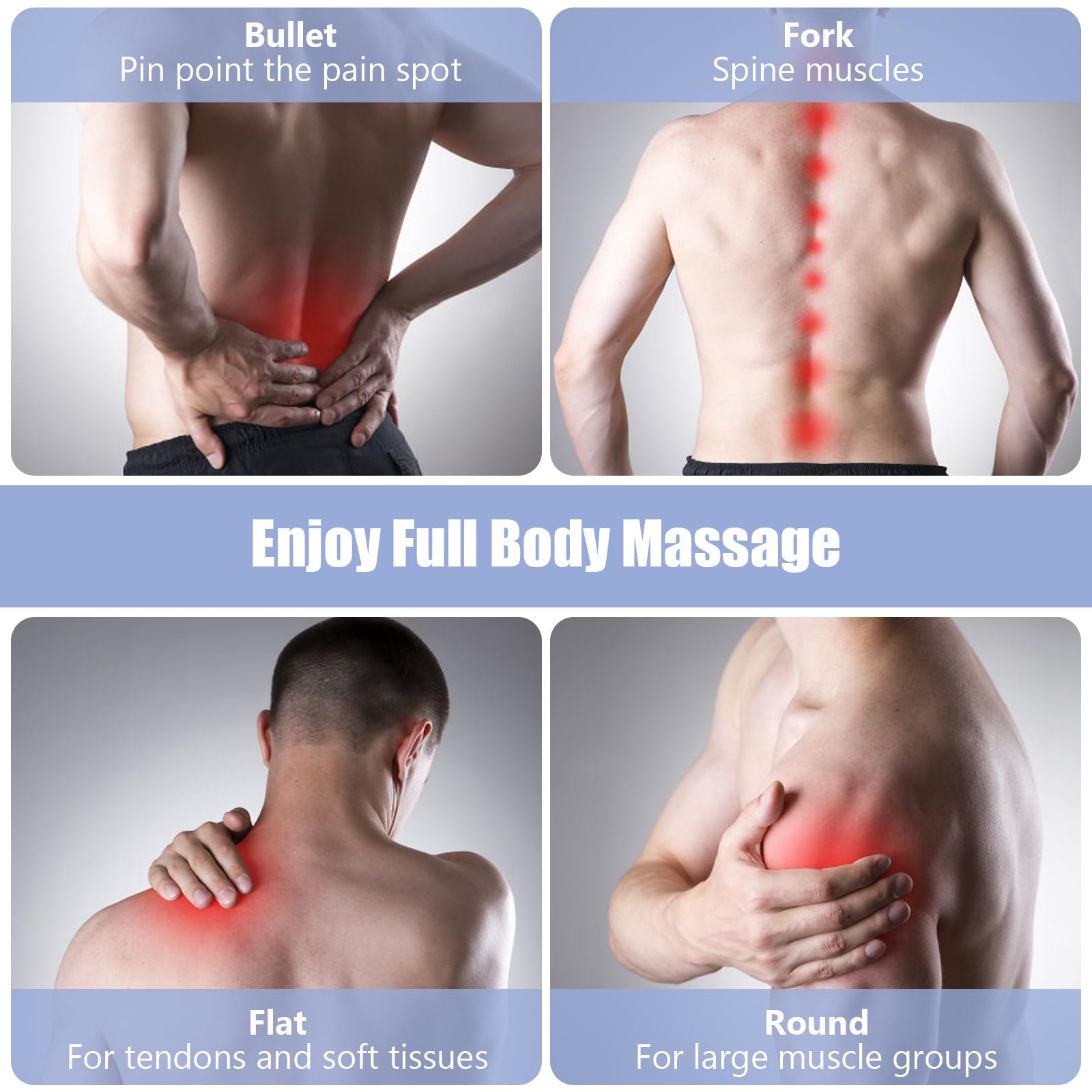 Pistola de Masaje Muscular con Mango Extensible Desmontable, Pistola Masaje Massage Gun Profesional Eléctrica with LED Screen para Relajación, Aliviar el Dolor