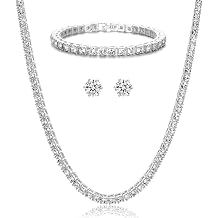 HH BLING EMPIRE Gold Silver Iced Out Diamond Tennis Chain Necklace for Men Women, Rhinestone Tennis Necklaces for Women and Teens, Tennis and Cuban Link Chains 18-30 Inches
