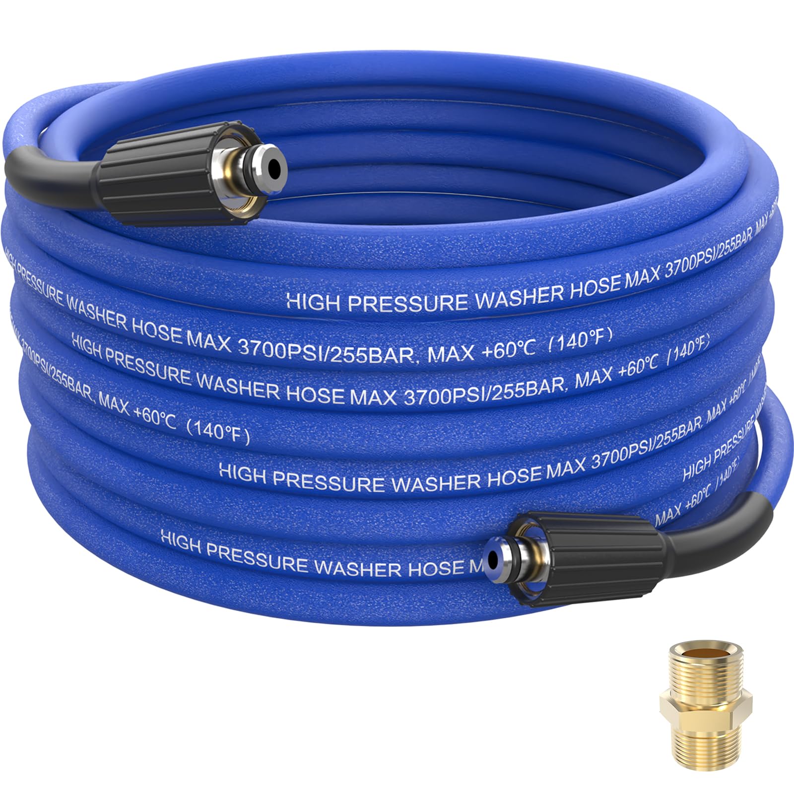 Photo 1 of MECHURA Pressure Washer Hose 50 FT, 1/4" Super Flexible Blue Power Washer Hose, 3700 PSI Kink Resistant Pressure Water Hose, M22-14mm Extension Hose Replacement for Home Use