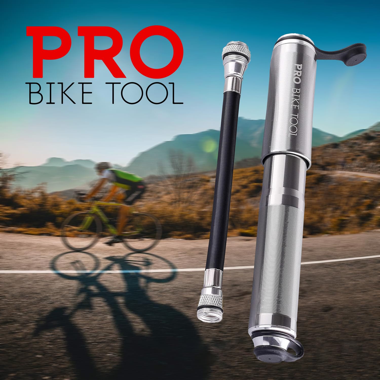 Pro Bike Tool Mini Bike Pump - Compact and Portable Bicycle Tire Pump for Fast Inflation - Compatible with Presta and Schrader Valves - Lightweight and Durable Design - Essential Bicycle Accessories