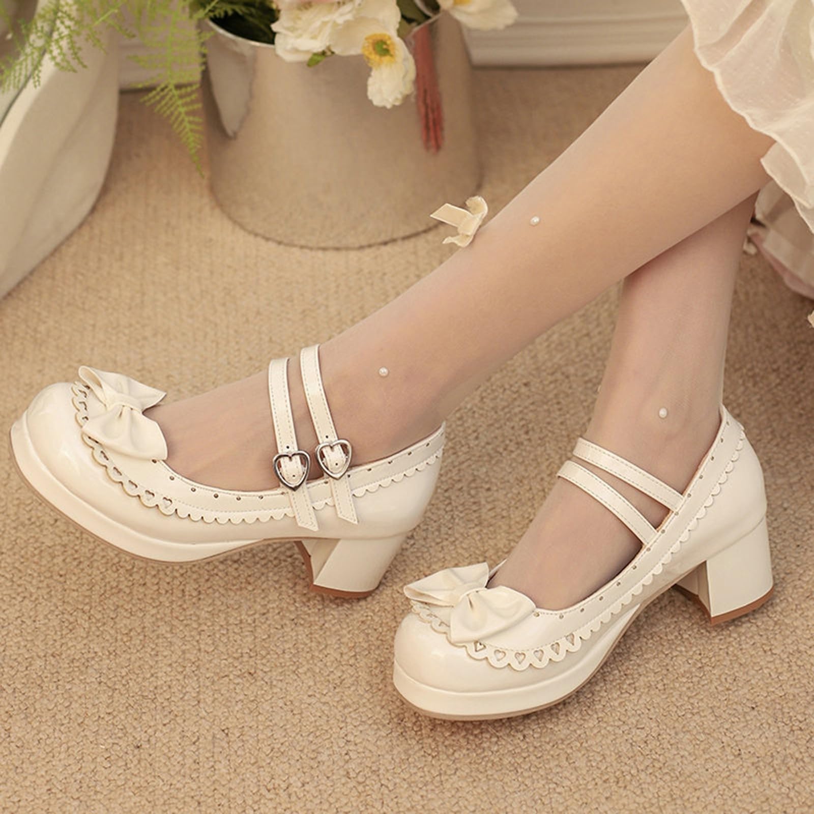 Mary Jane - Scarpe da donna con plateau e tacco a blocco, dolci, Lolita | Scarpe da donna per cosplay, scarpe da ballo con tacco basso, eleganti scarpe in pelle basse per feste
