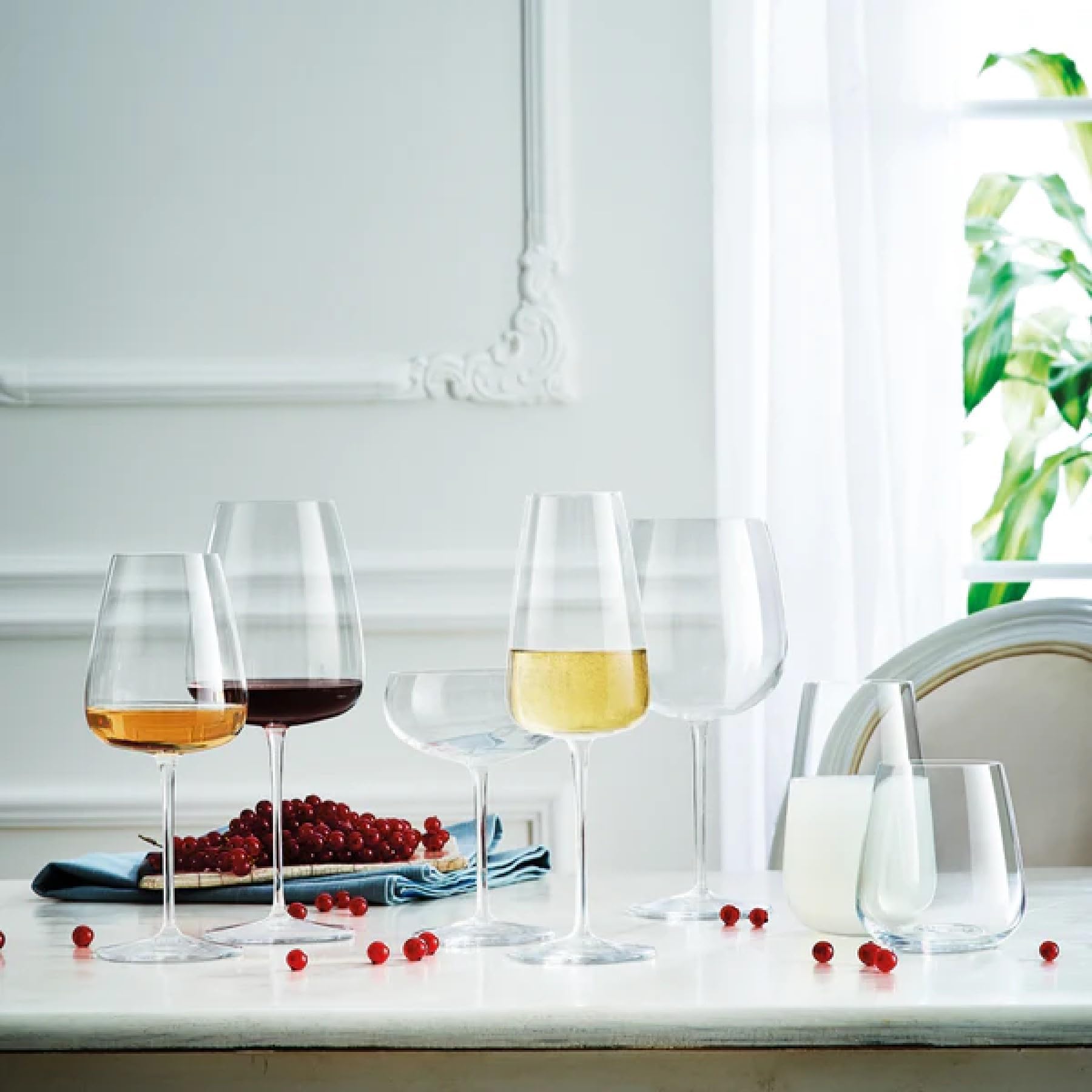 Luigi Bormioli Talismano 18,5 oz Vino Blanco, Juego de 4, Vidrio, Transparente