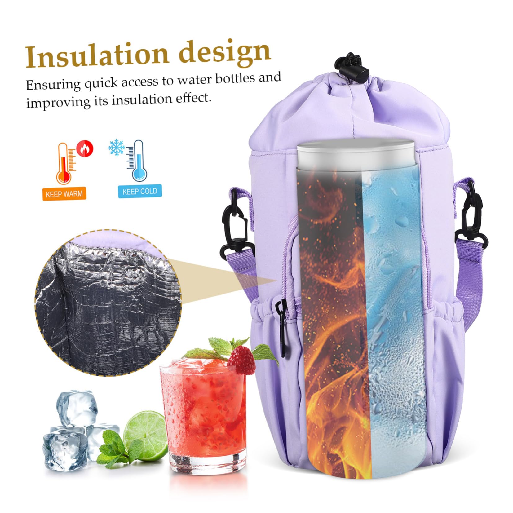 Mipcase 3pezzi Tracolla Pouch Per Bottiglie Per Escursioni e Scomparto Versatile