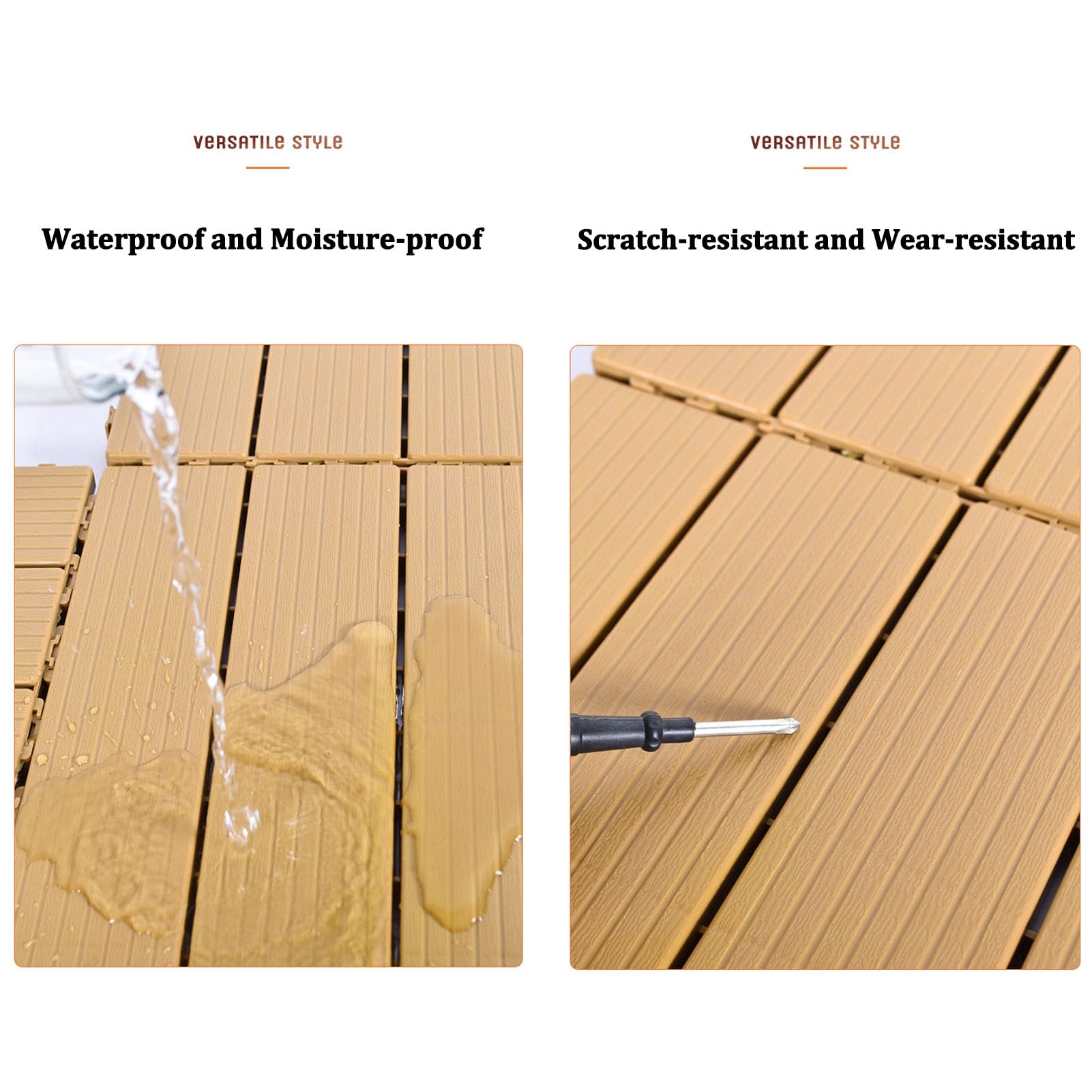 Dalles clipsables exterieur WPC Résistant aux intempéries pour Revêtement sol extérieur Terrasse Balcon Veranda Abri de jardin Beige 11pcs
