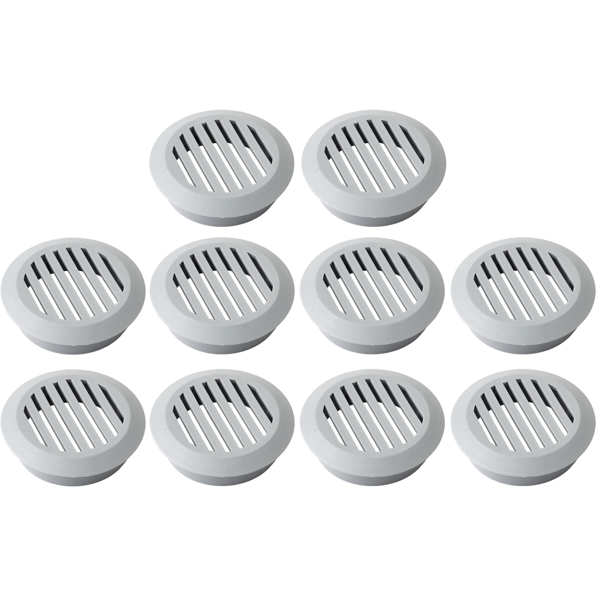 10x Lüftungsgitter Rund Aus Kunststoff – Ø 60 Mm (innen 50 Mm), Flach, Dunkelbraun (für Abluft)
