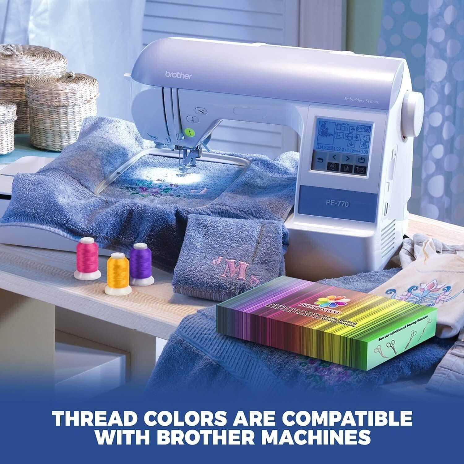 ThreadNanny Premium-Polyester-Stickgarn-Set, 63 Farben, 100 Meter pro Spule – kompatibel mit Brother, Babylock, Singer, Janome, allen Heim-Stickereien und Nähmaschinen