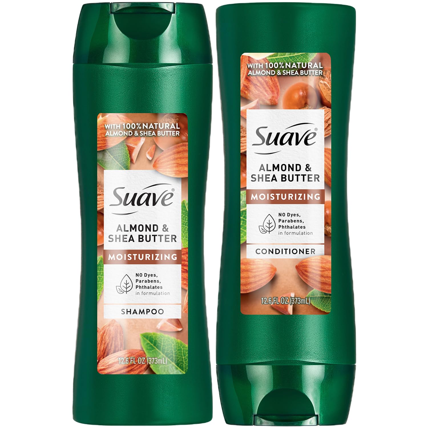 SuaveShampoo and Conditioner Set, Almond & Shea Butter - Moisturizing Shampoo & Conditioner, Dry Hair Treatment, Scented, 12.6 Oz Ea (2 Piece Set)