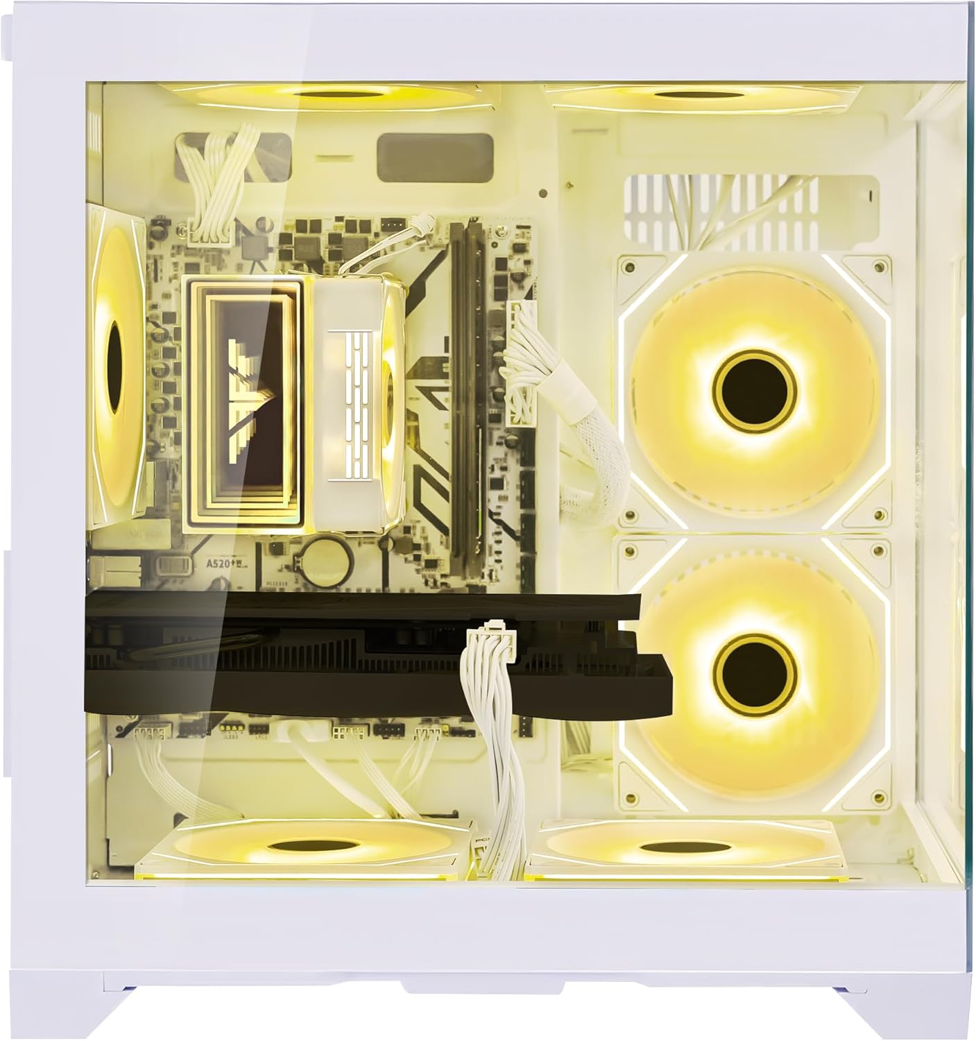 King Gaming PC Desktop Computer - AMD Ryzen 5 5600GT 6-Core 3.6 GHz- GeForce RTX 3050 6G- 16GB DDR4 3200MHz RAM- 1TB PCIe SSD- 7 RGB Fans- WiFi & Bluetooth- Windows 11-White