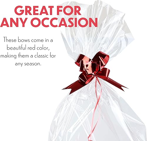 Miniatura 5 de Upper Midland Products Paquete de 5 cestas rojas para regalos vacías, kit de cesta de regalo de 8 x 10 pulgadas con bolsas de cesta, lazos rojos,