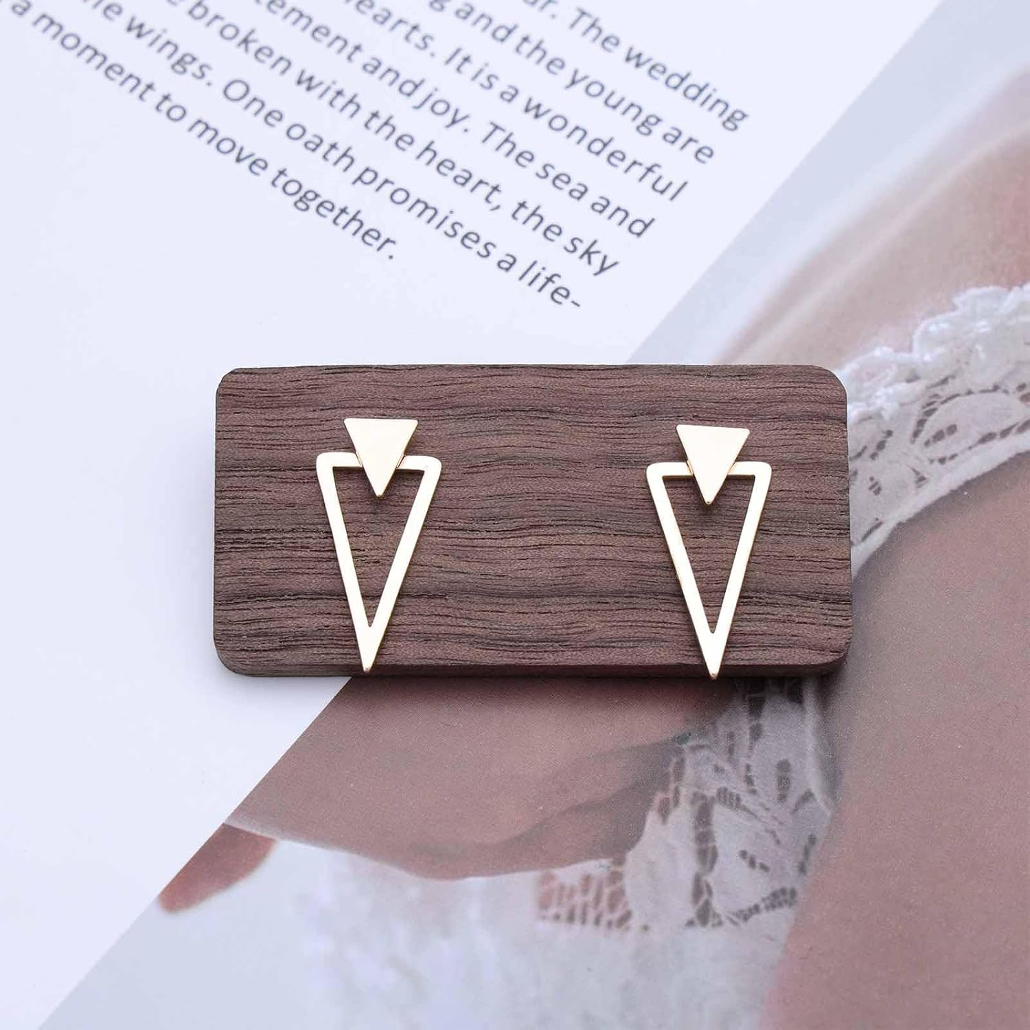 Boho Triangle Ear Jacket Earrings Double Side Triangle Earrings Gold Triangle Stud Earrings Hollow Triangle Stud Earrings Jewelry for Women - Image 6