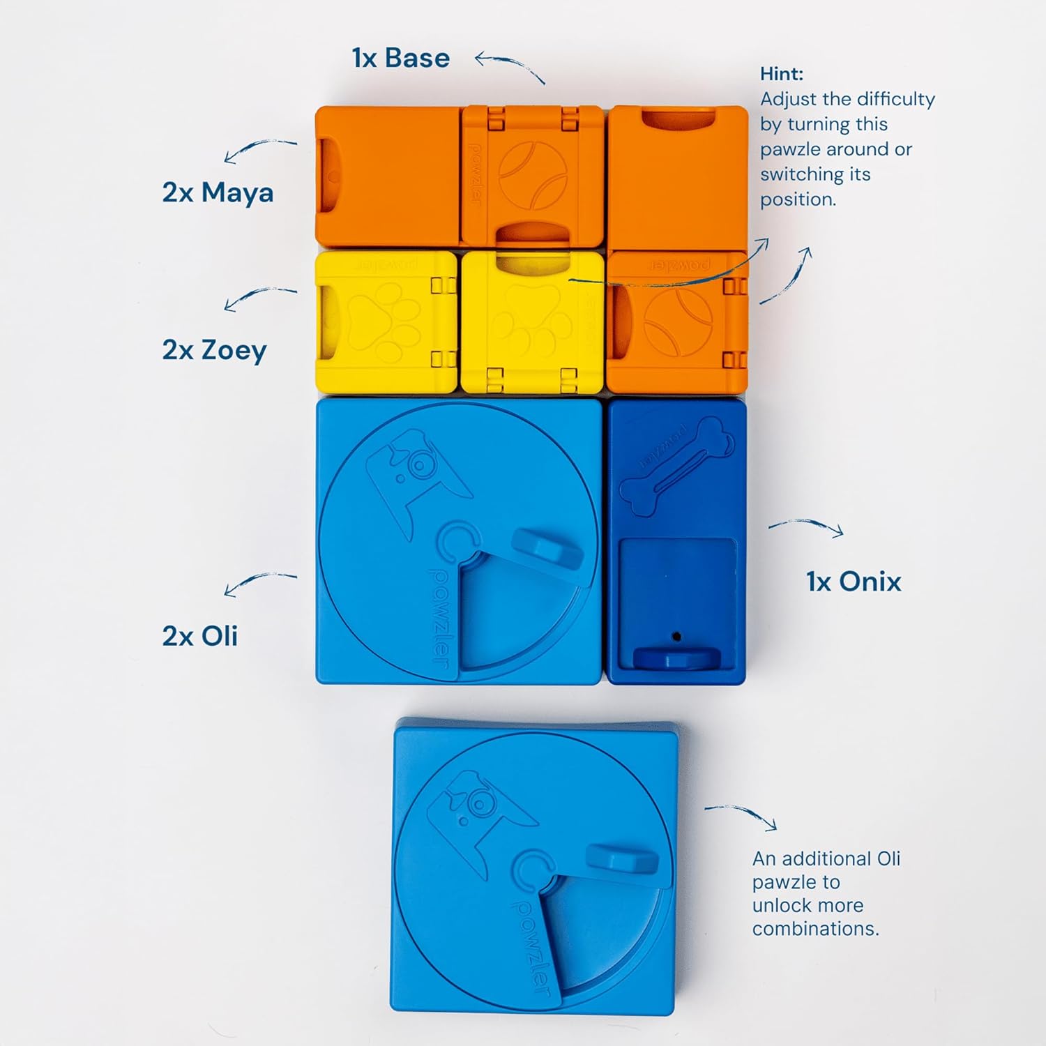 Rainbow Set Pawzler - Modular Dog Puzzle | Pawzler Interactive Dog Treat Puzzles for Canine Enrichment