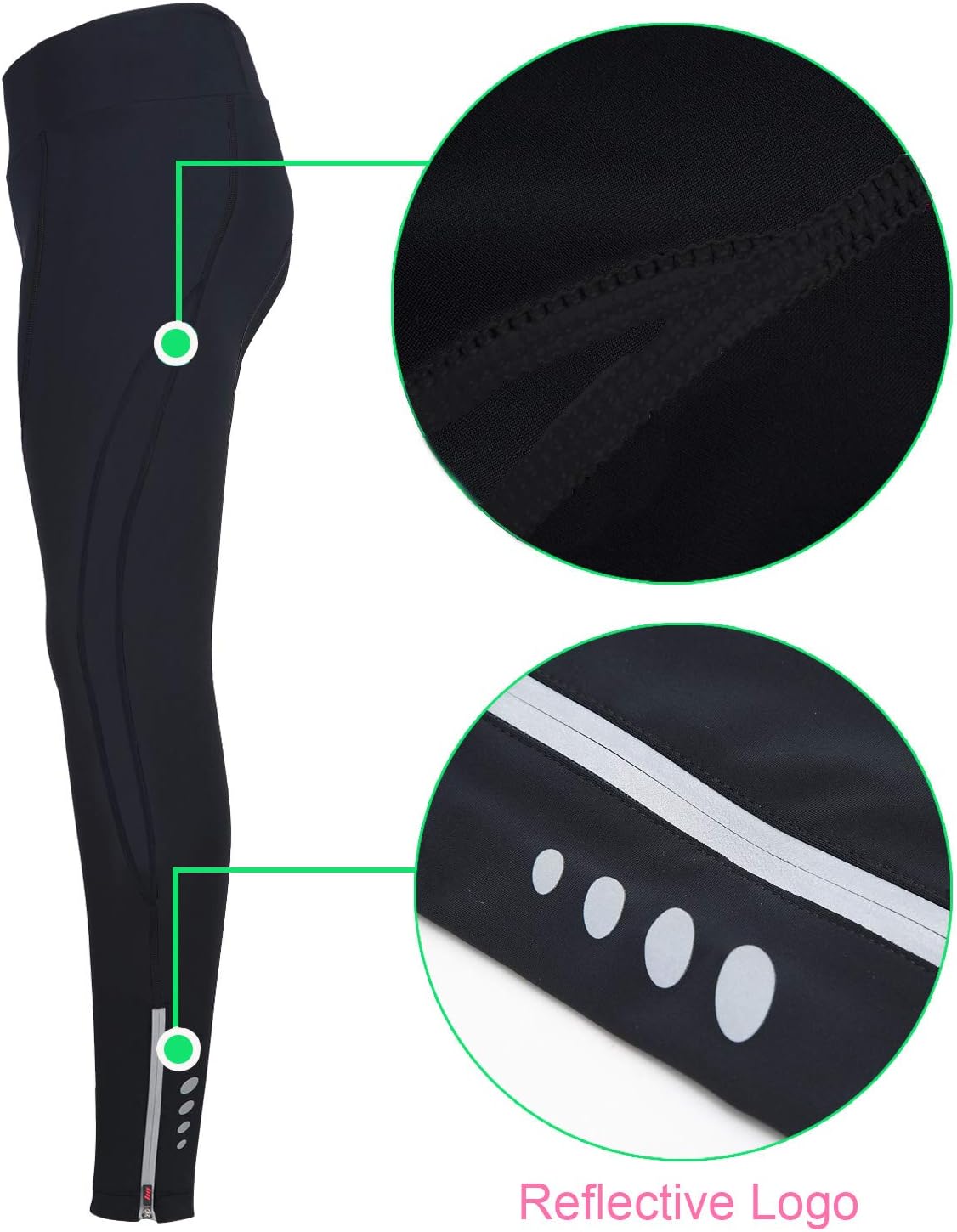 Women's Cycling Pants 3D Padded Compression Tight, Long Bike Bicycle Pants with Wide Waistband - Image 7