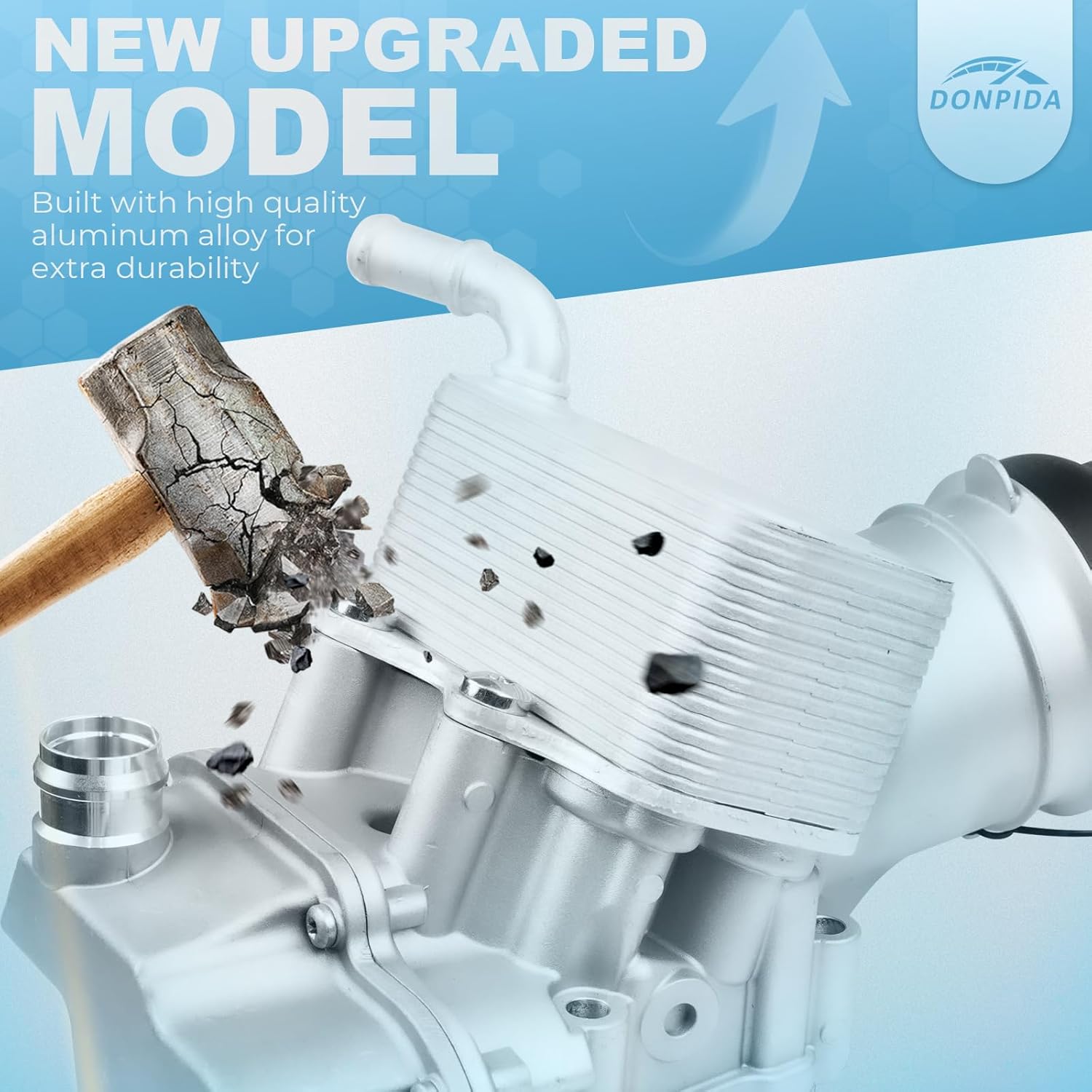 Oil Cooler Filter Housing with Oil Cooler Compatible with VW Jetta GTI Golf R Passat Compatible with Audi A3 A4 TT TTS 2.0T Replacement for #06F115397K