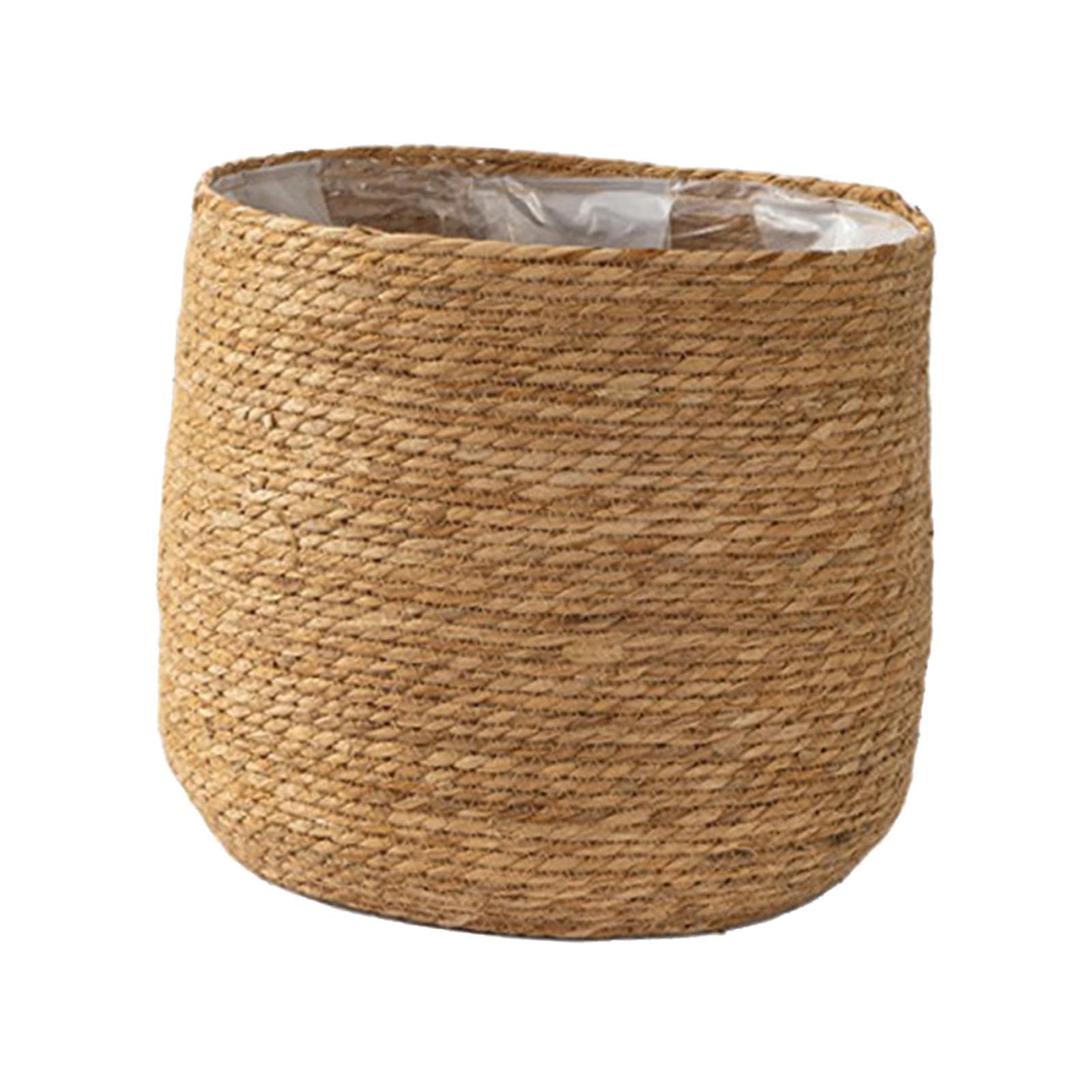 Milageto Cesta Tejida para macetas, Maceta rústica de Gran Capacidad, Organizador práctico, Cesta de Flores, contenedor para Dormitorio, Interior y Exterior