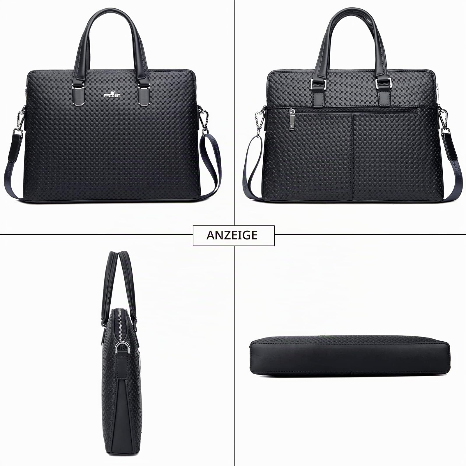 FSD.WG Herren Business Tasche,Wasserdichte Leder Aktentasche,Schulter Laptop Business Tasche für Business,Schule,Reisen,Abnehmbar