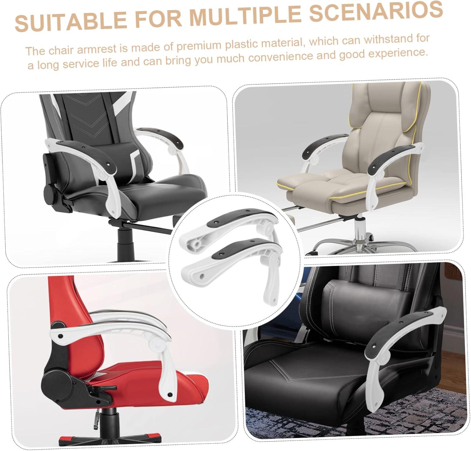 2pcs Office Chair Arm Covers No Wheels Armrest Pads Replacement Wear-Resistant Professional Armrest Covers