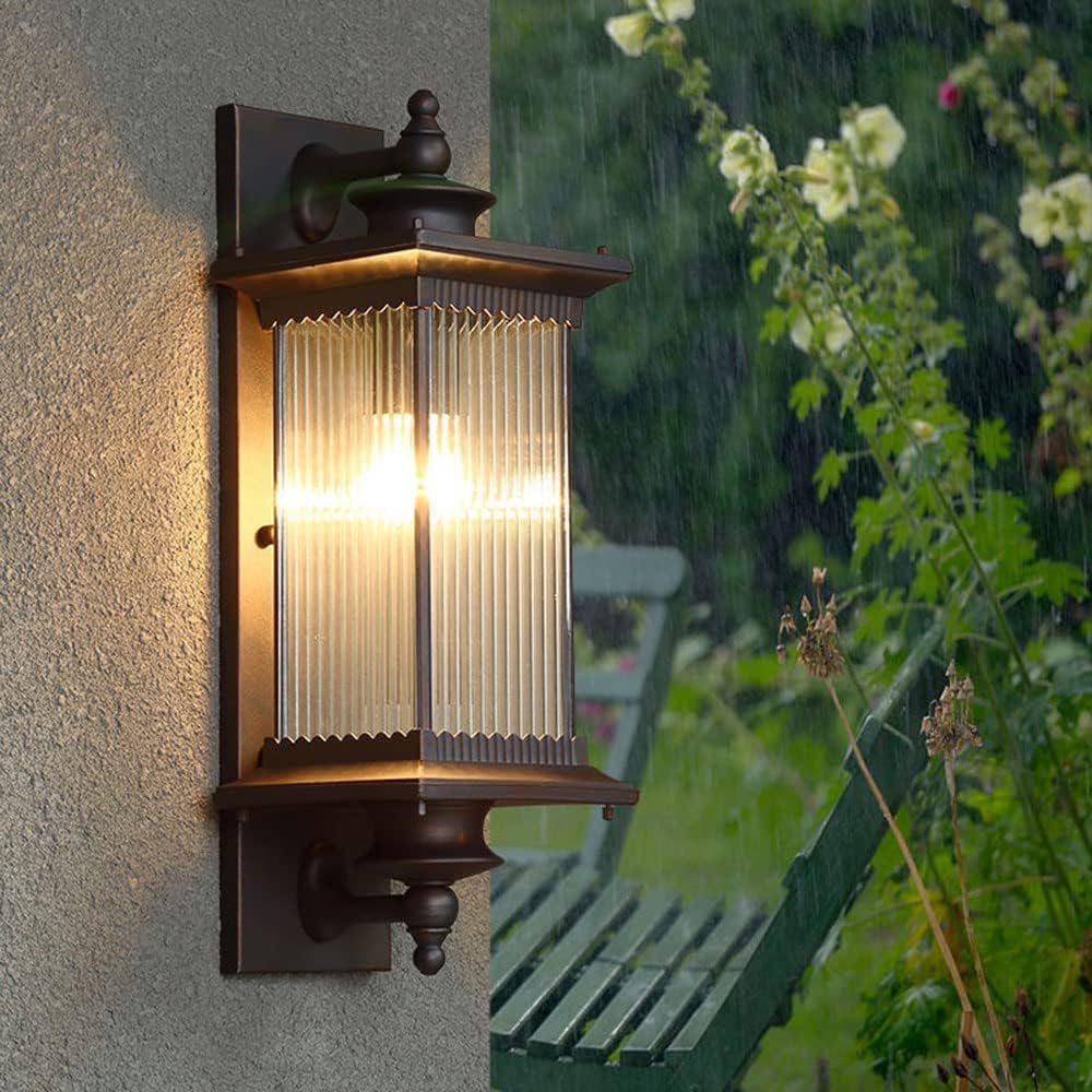 Applique Murale extérieure de Style Chinois, Lampe extérieure étanche, Applique en Aluminium et Verre, éclairage pour Jardin, terrasse, Balcon ou Patio
