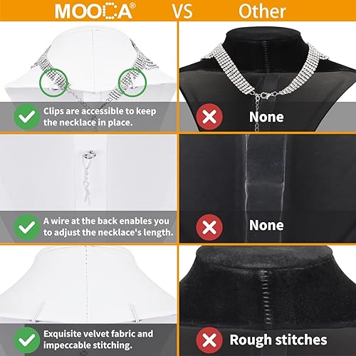 Miniatura 4 de MOOCA 2 piezas de collar cadena joyería busto soporte exhibición collar maniquí, collar busto, soporte de busto exhibición de joyas, soporte de