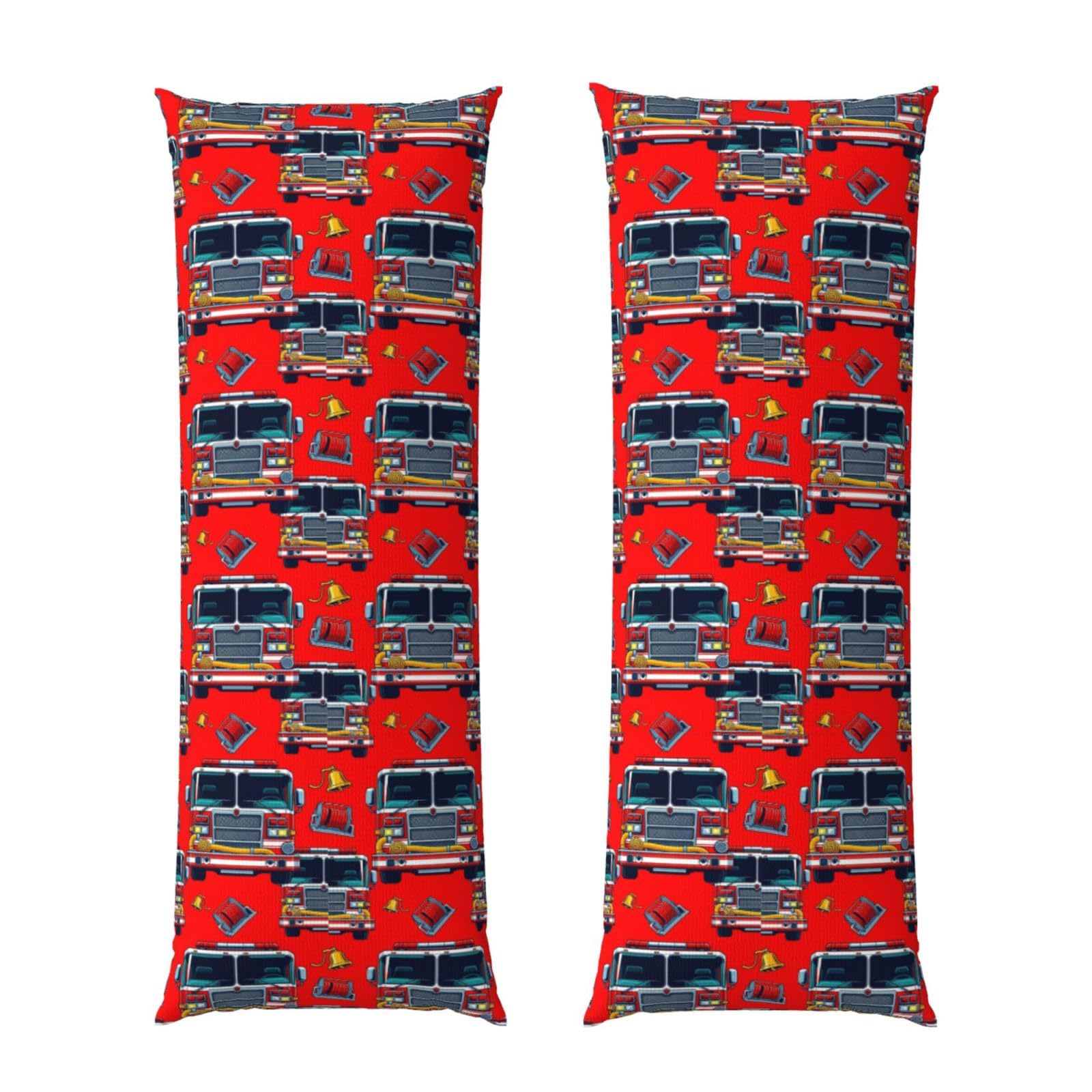 Body Pillow Protector 20x60 Cute Red Fire Truck Print, Ultra Soft Zippered Pillow Cover, Breathable Cozy Fabric, Machine Washable for Bed Sofa Couch
