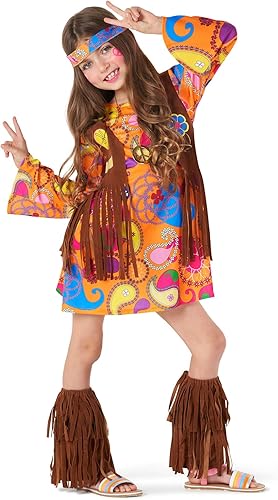 Miniatura 2 de Morph Disfraces para niños, vestido hippie de los años 60 y 70 para niñas, disfraz de Halloween disponible en tallas S, M, L, XL