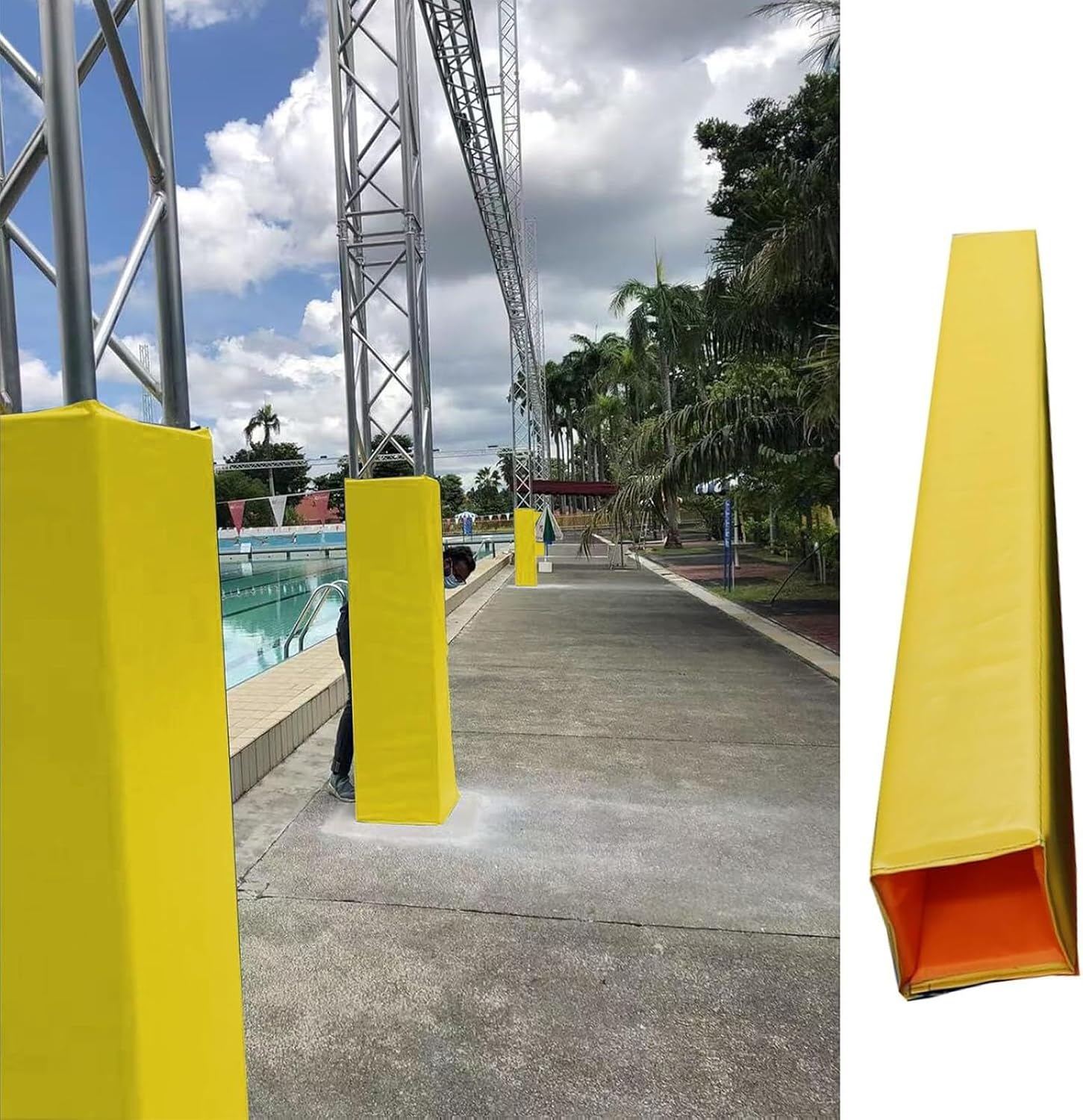 Square Basketball Blocking Pole Pad, 200cm Tall Protective Padding for Support Pole, 2.5cm Thick Basketball Training Safety Pad