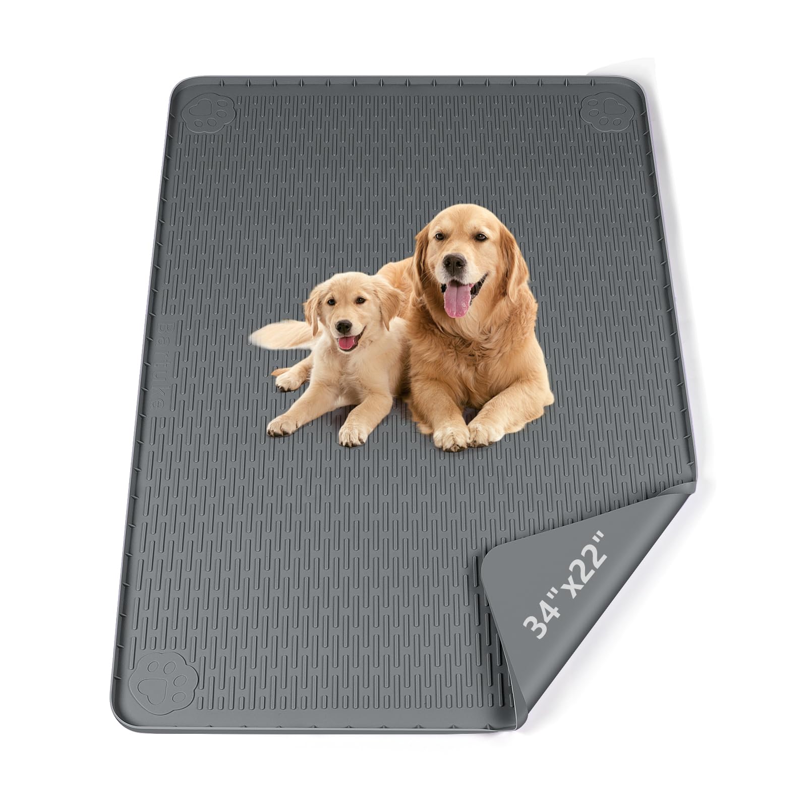 Bartuke Pee Pads for Dogs, 51" x 25.6" Extra Large Reusable Silicone Mat, Washable Puppy Training Pads for Potty Training, Non-Slip, Leak-Proof, Indoor Floor Protection (Dark Grey)