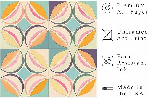 Miniatura 2 de Ethan Taylor Abstract Wall Art Prints Unframed Square Posters 'Retro 70s Hippie Pattern III' Retro Home Décor for Living Room, Bedroom, Office, 16