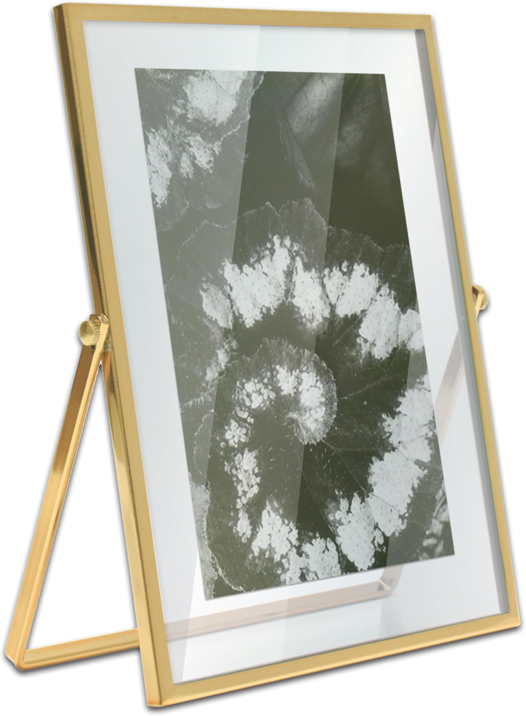 MIMOSA MOMENTSBrass Metal Floating 5x7 Picture Frame