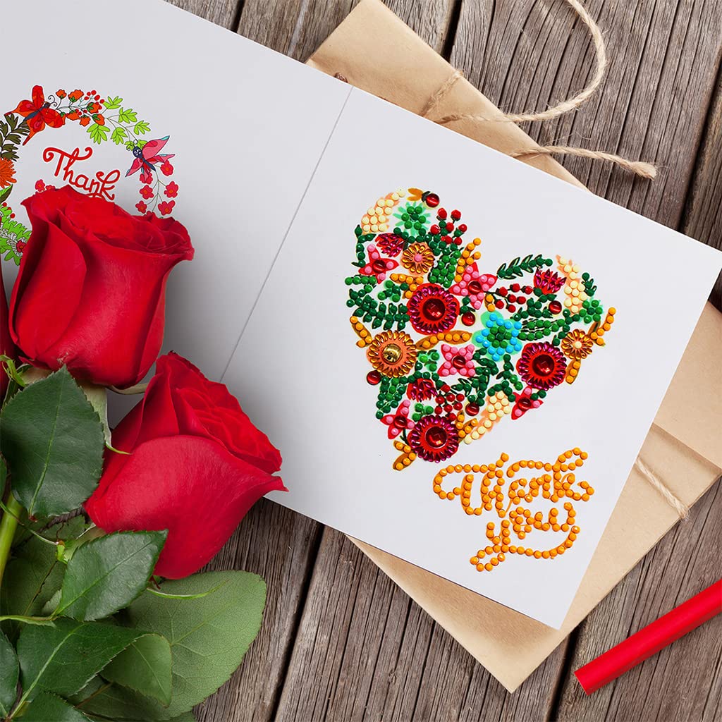 Junerain Biglietto di auguri di buon compleanno 5D fai da te for pittura con diamanti 5D, kit di biglietti da ricamo, biglietti fai da te, con buste vuote for compleanno, artigianato for