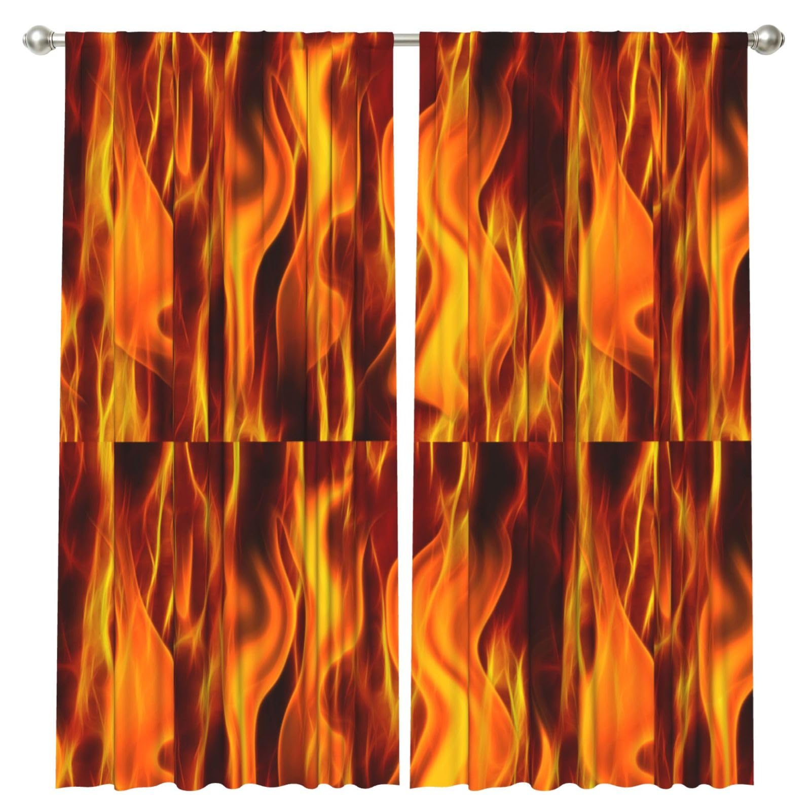 InOmak Fire, 2 Panels Window Curtains 52 x 84 Inch Blackout Curtains for Living Room Bedroom