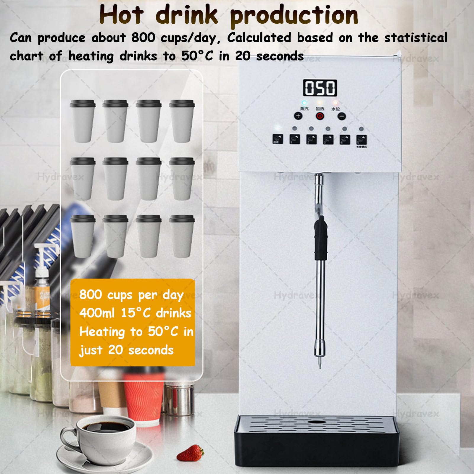 Montalatte, commerciale e vaporizzatore, macchina per schiuma di latte e caffè multiuso, elettrico, capacità 6 l, acciaio inossidabile, per caffè espresso, pasticceria, hotel