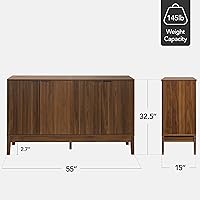 Vista 3 de Best Choice Products 55" Modern 4-Door Sideboard Storage Cabinet, Buffet, Media Cabinet, Cupboard, Entryway Accent Table, Bookcase w/Reed Panels and