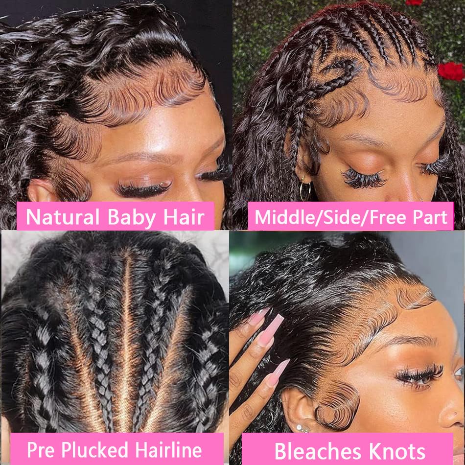 Deep Wave Lace Front Wig Human Hair 200 Density 13x6 HD Transparent Lace Pre Amazon.com : 13x6 Lace Front Wigs Human Hair Body Wave 200  main image 2
