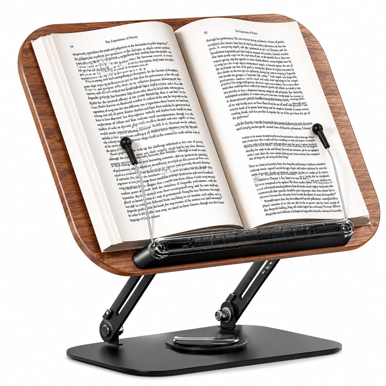 PANCA Adjustable Book Stand for Reading & Laptop Stand for Desk | 360° Rotating Base Wooden Book Holder | Multi-Angle Cookbook, Textbook, Tablet & Laptop Stand for Study, Office & Home Use-picture-12