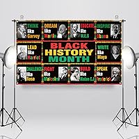 Vista 4 de Sunwer Black History Month Photo Booth Backdrop African American Inspirational Wall Posters Classroom Bulletin Board Hanging Banner (7×5ft)
