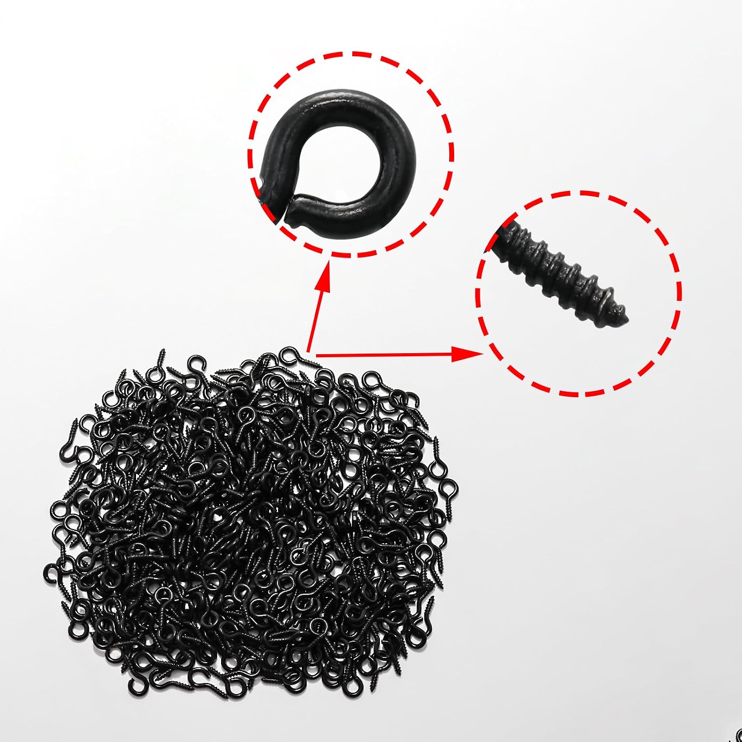 400Pcs 10 x 5mm Black Metal Small Screw Eyes Pins image 3
