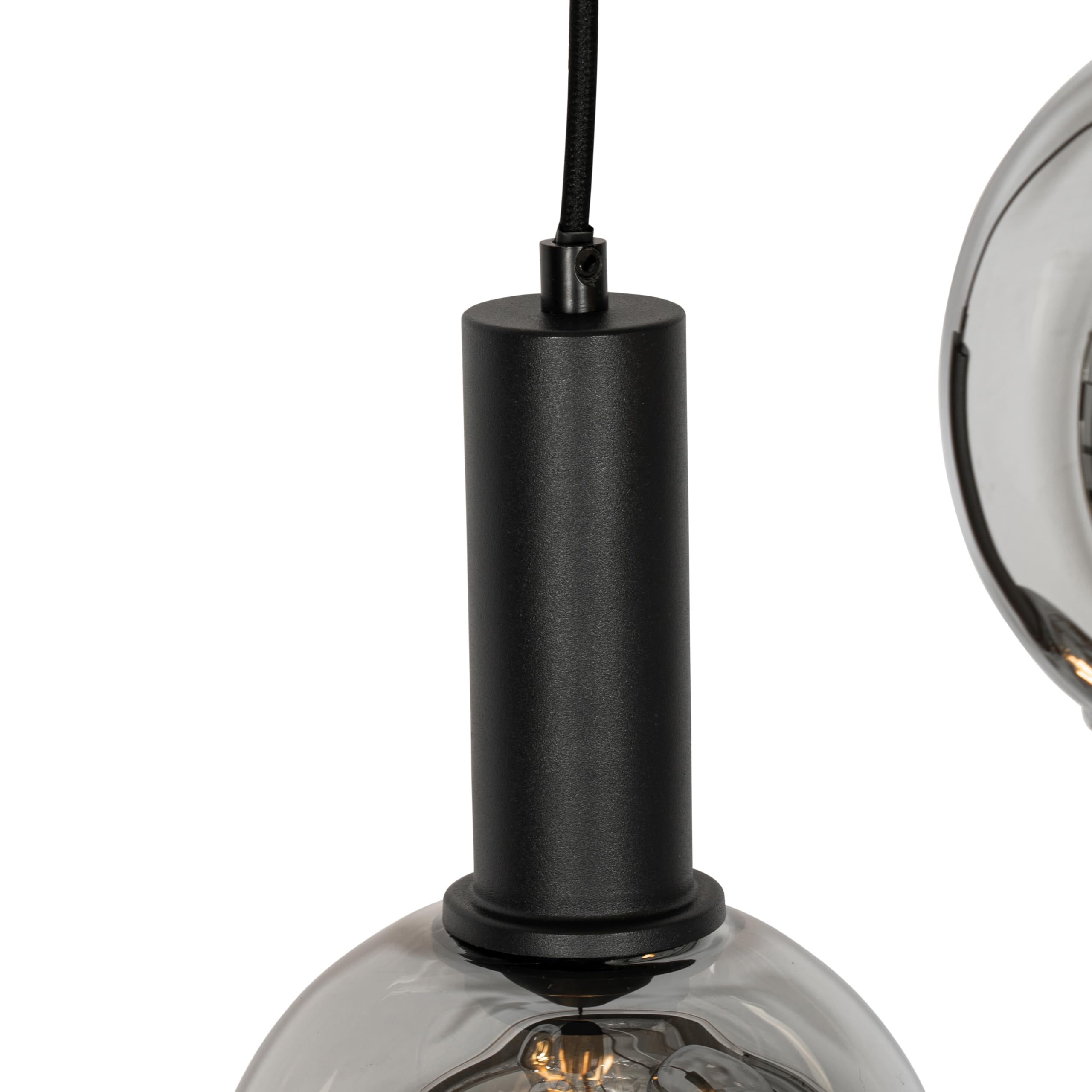 Qazqa Art Deco Pendelleuchte, Pendellampe - Josje - Schwarz mit Rauchglas, Rund, 5-flammig,