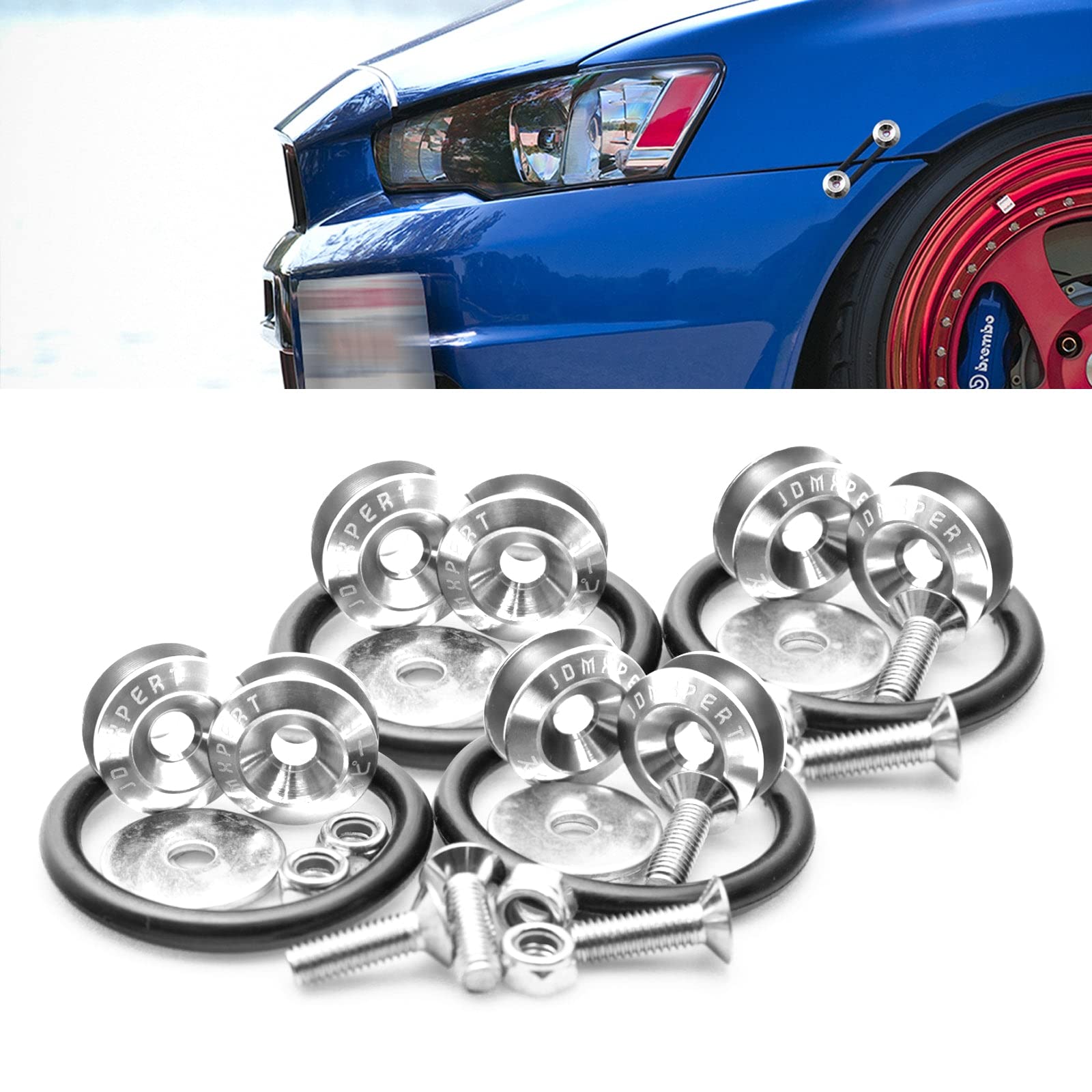 x xotic tech JDM Quick Release Fasteners Compatible with Car Bumpers Trunk Fender Hatch Lids(Silver 8pcs)