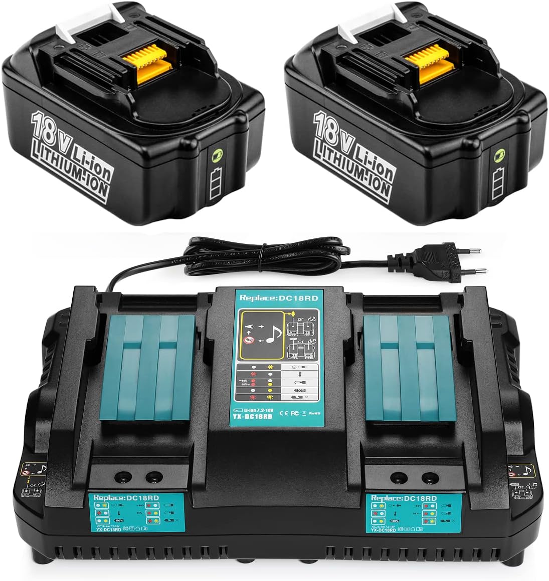 Energup 2 Pièces 18V 8.0Ah Batterie Pour Makita Batterie 18V BL1860