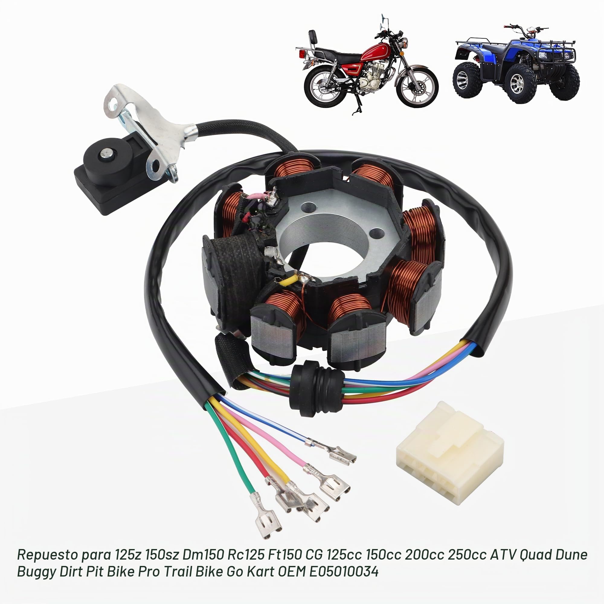 GOOFIT Generador Encendido Bobina Estator MagnéTica 8 Bobinas Y 6 Cables Reemplazar Para 125z 150sz Dm150 Rc125 Ft150 CG 125cc 150cc 200cc 250cc ATV Quad Dune Buggy Dirt Pit Bike Pro Trail Bike Kart
